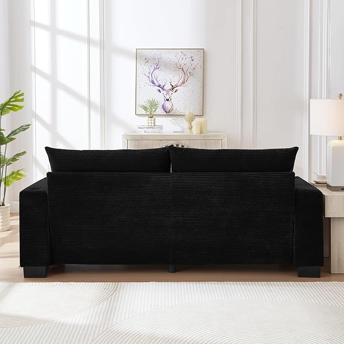 Eafurn 78" Corduroy Loveseat Sofa, Modern 2 Seater Couch with Dual Cup Holders & USB Charging Ports, Comfy Upholstered Small Sofa with Side Storage Pockets for Apartment, Living Room