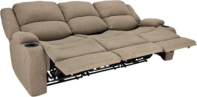 RecPro Charles Powered Double Recliner Sofa & Loveseat | Wall Hugger RV Furniture - Cloth Oatmeal 80''