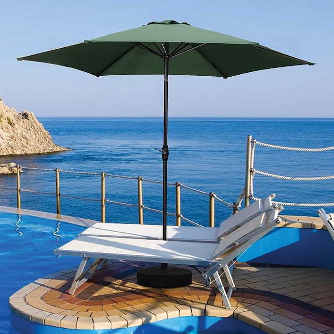 HYD-Parts 9FT Patio Umbrella Outdoor Table Umbrella,Market Umbrella with Push Button Tilt and Crank for Garden, Lawn, Deck, Backyard & Pool, No Base (Green)
