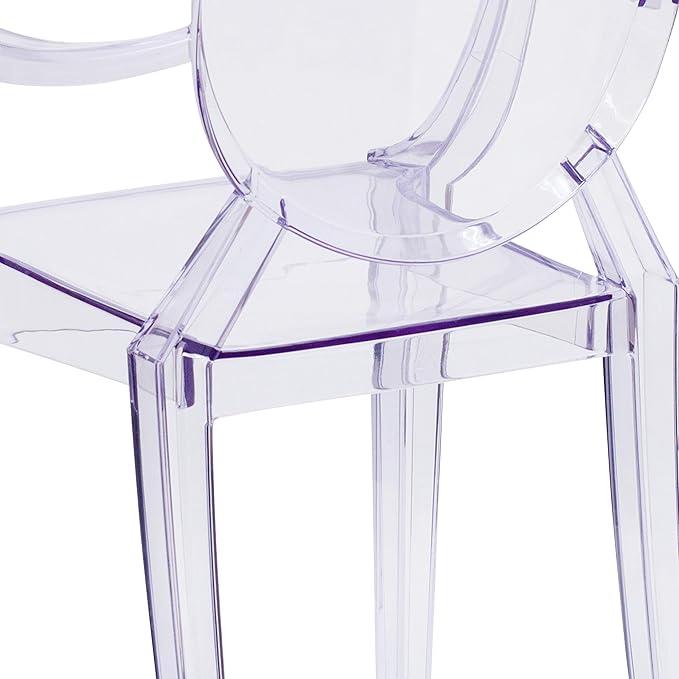 Flash Furniture Max 4 Pack Indoor-Outdoor Ghost Chair with Arms in Transparent Crystal