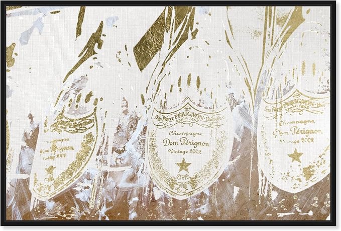 Drinks and Spirits Framed Wall Art Canvas Prints 'Champagne Showers' Champagne