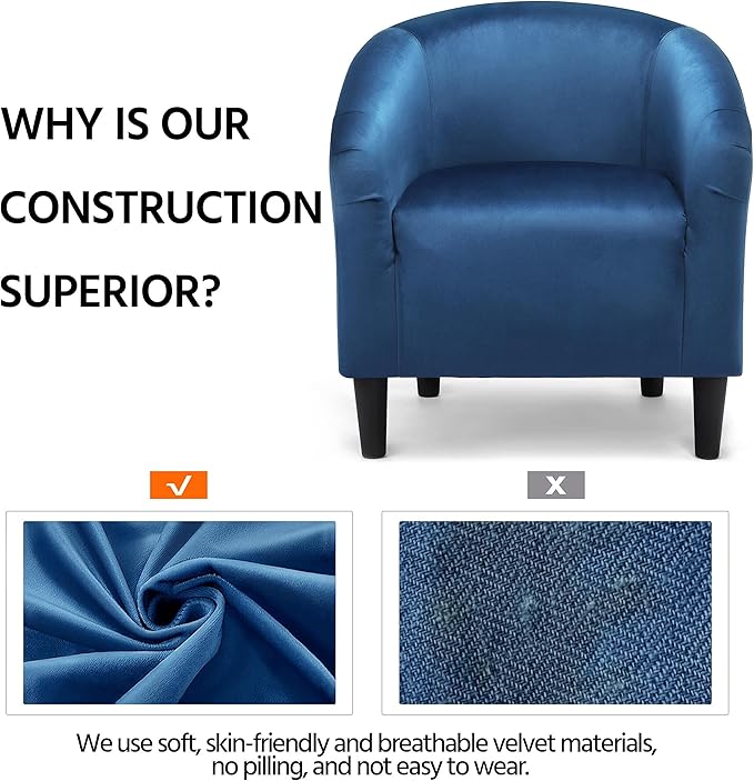 Yaheetech Accent Barrel Chair, Velvet Club Chair, Furry Sherpa Elegant Armchair with Cozy Soft Padded, Suitable for Living Room Bedroom Reception Room Office, Pagoda Blue
