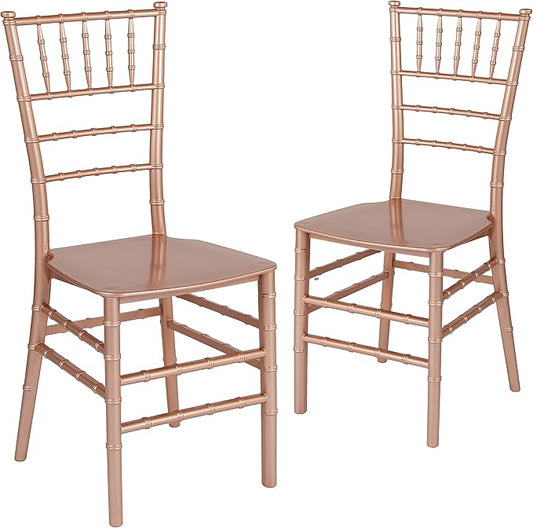 Flash Furniture 2 Pk. HERCULES Series Rose Gold Resin Stacking Chiavari Chair