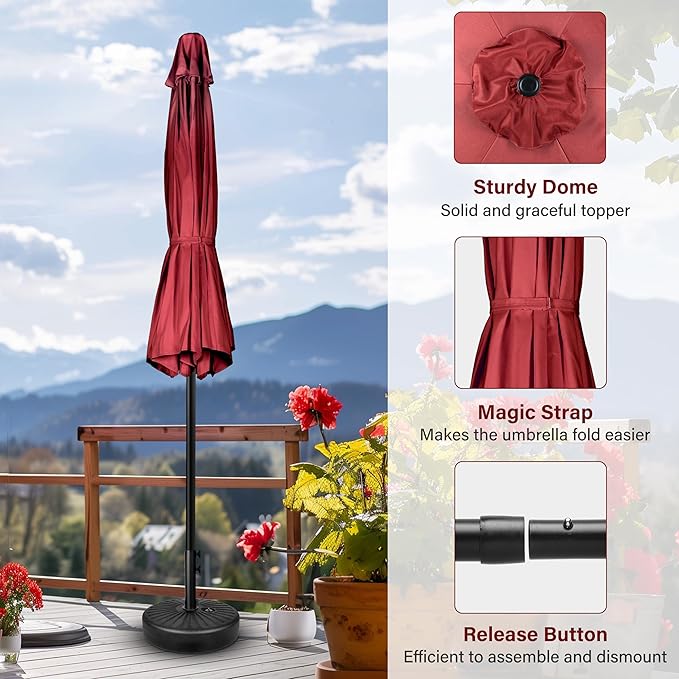 Simple Deluxe 2 Pack 7.5' Patio Umbrella Outdoor Table Market Yard Umbrella with 6 Sturdy Ribs for Backyard, Pool, Garden, Deck, Red