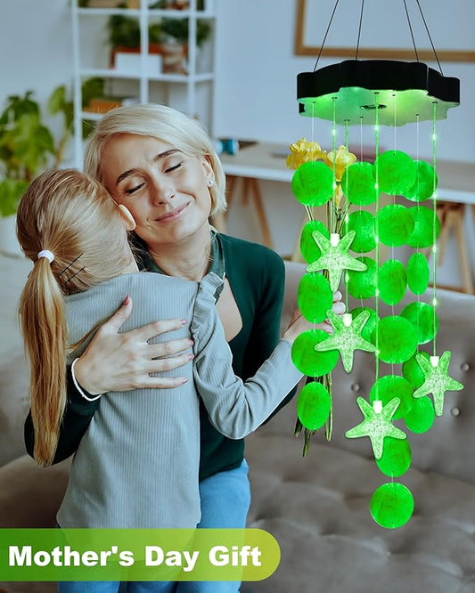 Toodour Solar Wind Chimes for Outside, Shells Light Gifts for Mom Grandma Women Wife Girls, Waterproof St Patricks Day Decorations Solar Lights for Holiday Garden Porch Yard Outdoor Decor (Green)