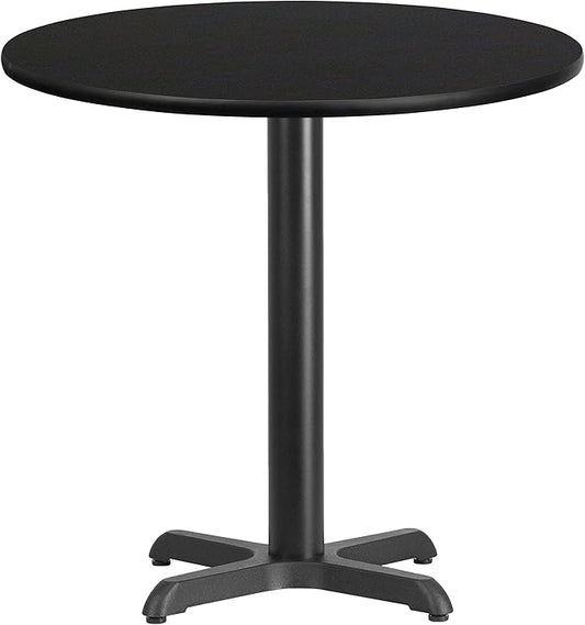 Flash Furniture Stiles 30'' Round Black Laminate Table Top with 22'' x 22'' Table Height Base