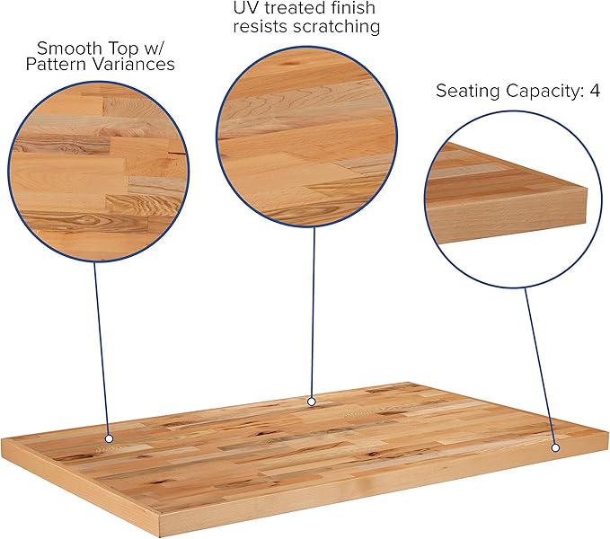 Flash Furniture Mayfair 30" x 48" Rectangle Butcher Block Style Table Top