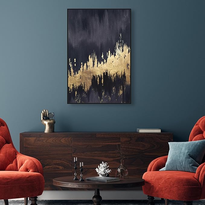 The Oliver Gal Artist Co. Modern 45 in x 30 in, Late Night Sky, Large Canvas Wall Art, Living Room, Black