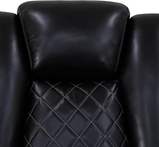 Power Reclinier Sectional Sofa,Black Leather Reclining Sectional Modular Sofa,L Shaped Leather Couch with LED Lights/USB Charger/Cup Holders/Storage Console/Storage Armrest/Coffee Table(L)