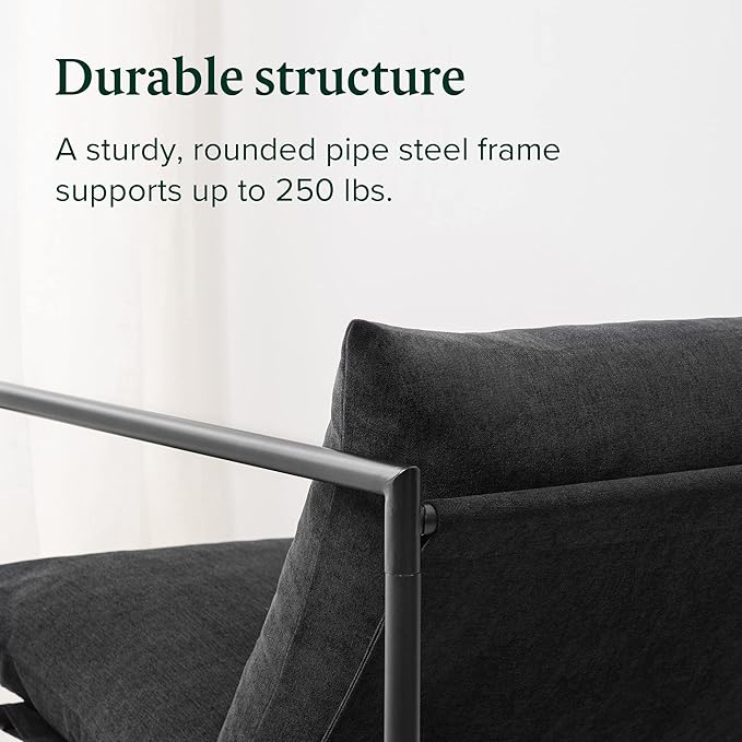 Zinus Aidan Sling Accent Chair, Metal Framed Armchair with Shredded Foam Cushioning, Black