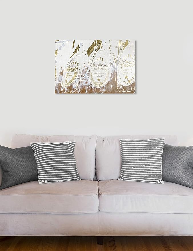 The Oliver Gal Artist Co. Drinks and Spirits Wall Art Canvas Prints 'Vintage Champagne Gold'