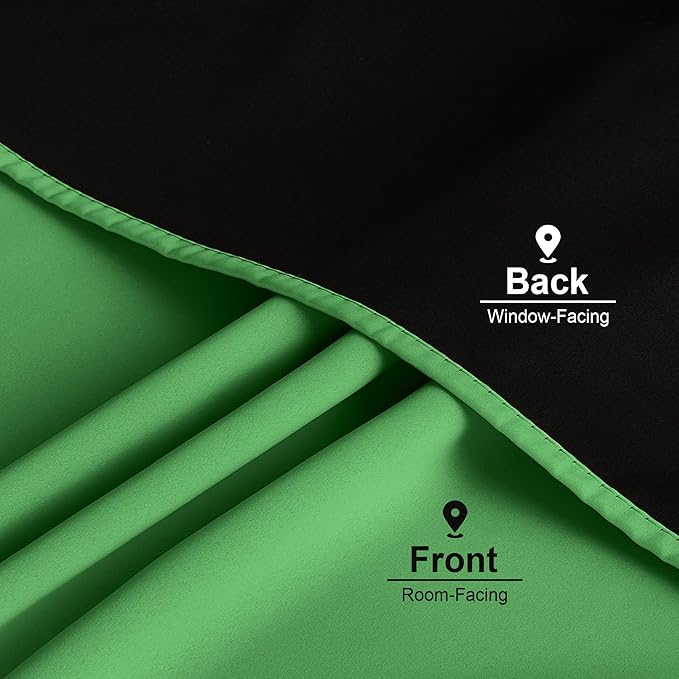 NICETOWN Forest Green 100% Blackout Curtain Panels, W52 x L84 inches Drop Rod Pocket Window Treatments with Black Liner for Nursery and Bedroom, Cold and Full Light Blocking Draperies, Set of 2
