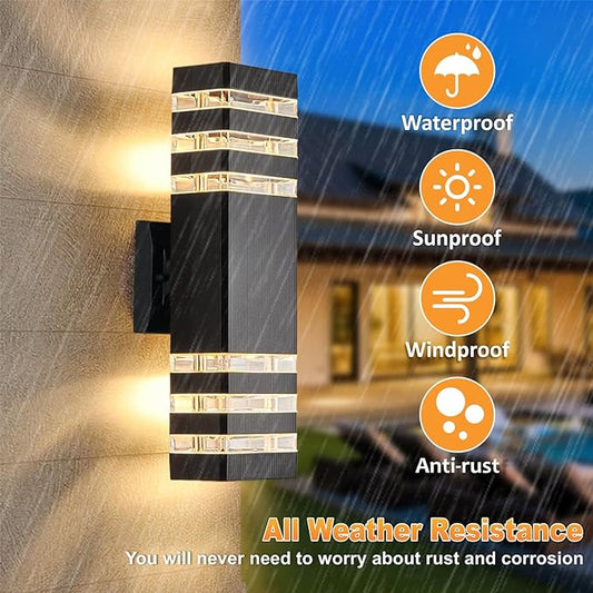 DASTOR 2 Pack Outdoor Wall Lights, Modern Outdoor Light Fixture Wall Mount Outside Lights for House, Waterproof Aluminum Up and Down Exterior Lights for Porch Patio Garage