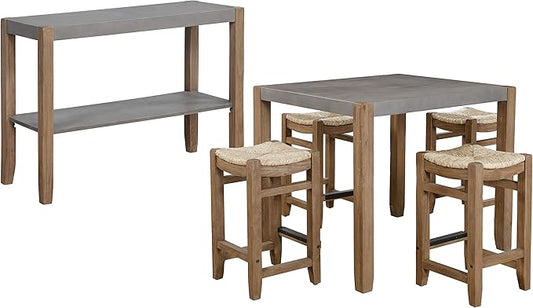 Alaterre Furniture Newport Dining Table Set, Concrete Gray