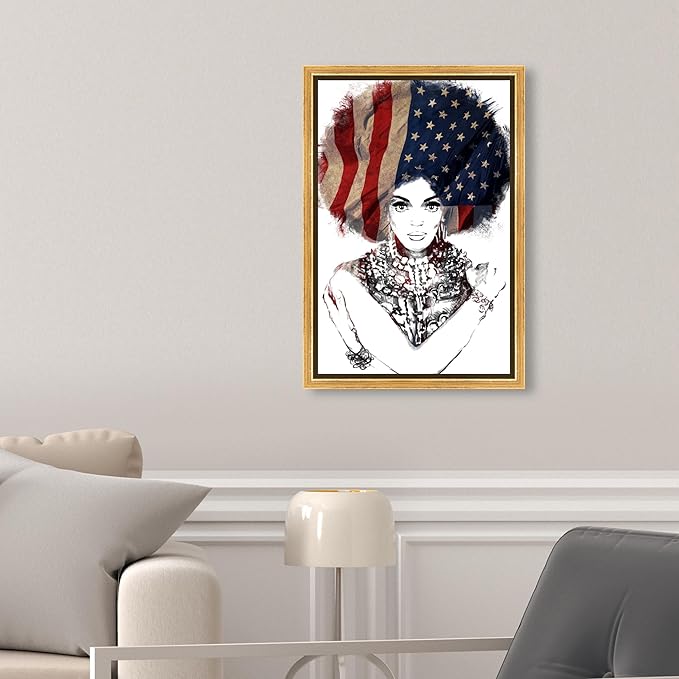 The Oliver Gal Artist Co. People Framed Wall Art Canvas Prints 'New American Woman' Portraits Home Décor, 10" x 15", White, Black