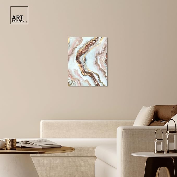 Art Remedy Blush Geode Gallery Wrapped Mineral, Agate & Geode 1 Piece Canvas Wall Art, 24" x 30", Gallery Wrapped