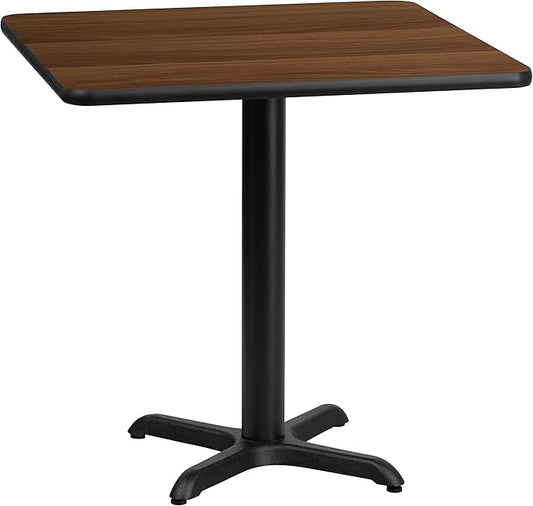 Flash Furniture 30'' Square Walnut Laminate Table Top with 22'' x 22'' Table Height Base