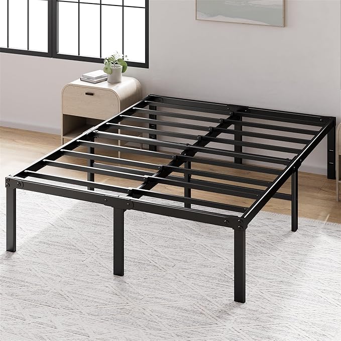 ZINUS Yelena 18 Inch Full Metal Platform Bed Frame, Steel Slat Support, No Box Spring Needed, Eco Friendly WonderBox(TM) Packaging, Easy Assembly, Black