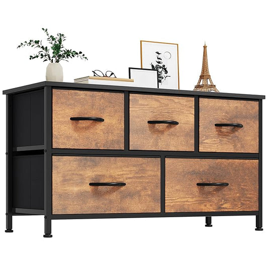 YITAHOME Dresser for Room with 5 Drawers - Fabric Storage Tower, Long Fabric Dresser, Organizer Unit for Closet, Hallway