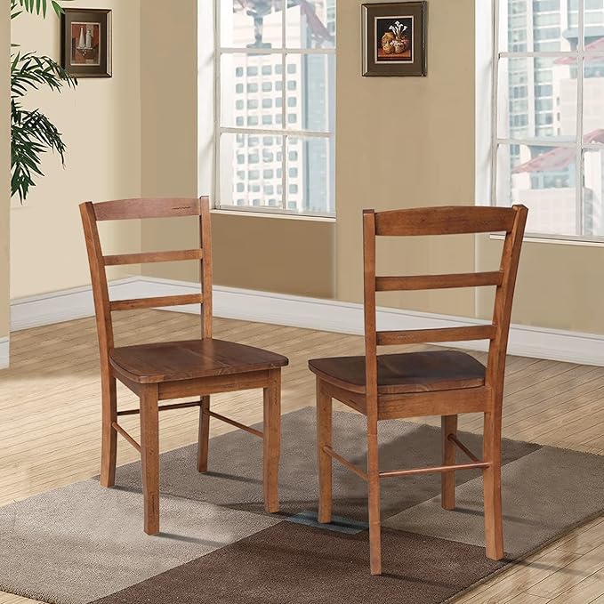 IC INTERNATIONAL CONCEPTS Set of 2 Solid Wood Madrid Ladderback Chairs in Distressed Oak