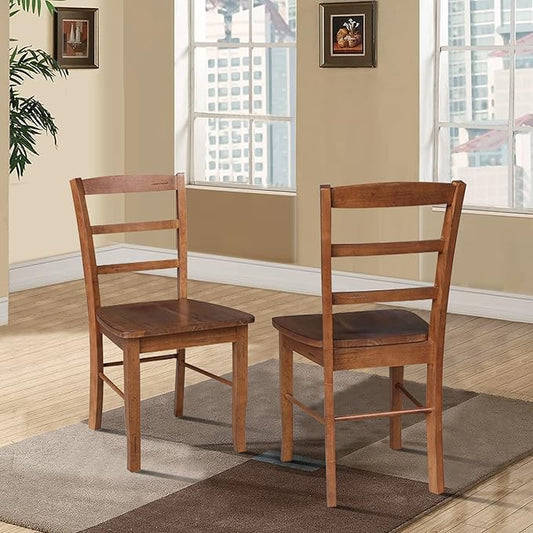 IC INTERNATIONAL CONCEPTS Set of 2 Solid Wood Madrid Ladderback Chairs in Distressed Oak