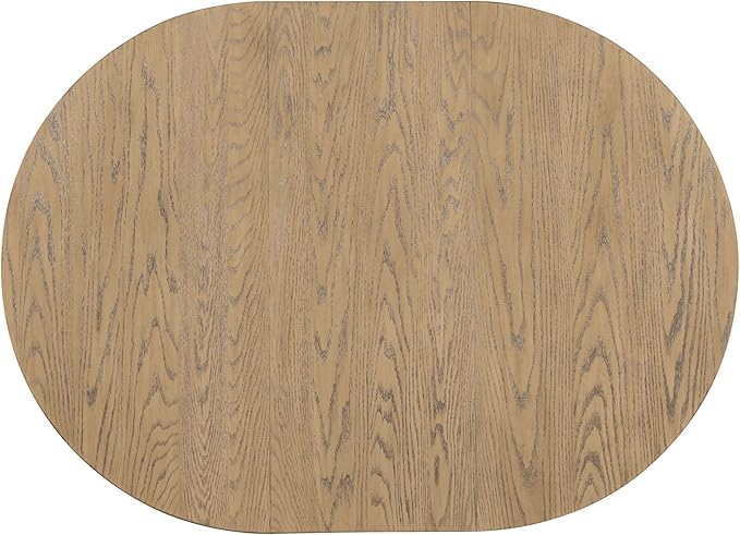 Ball & Cast Farmhouse Extendable Dining Table for 4-6, 42"-58" Extendable Kitchen-Table with a 16" Leaf, Round Ellipse Retro Wood Dining Room-Table w/Removable Leaves,Space Saving, Oak+Off White