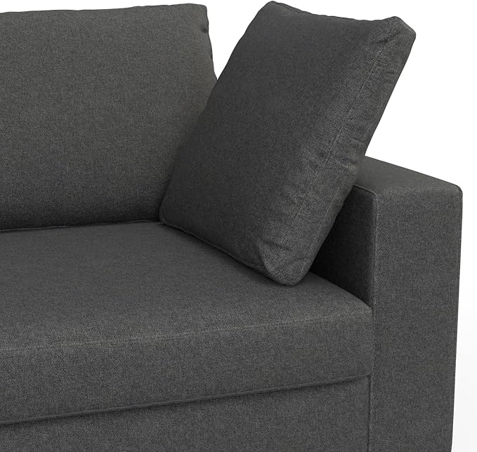 SIMPLIHOME Charlie Left-Facing Sectional Sofa in 100% Recycled Polyester Tightly Woven Performance Fabric, Pebble Grey, 122-inches Wide, Handcrafted Contemporary Style L-Shaped Couch with Chaise