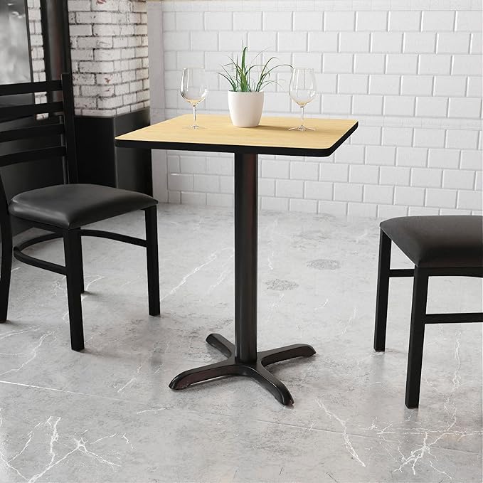 Flash Furniture Graniss 24'' Square Natural Laminate Table Top with 22'' x 22'' Table Height Base
