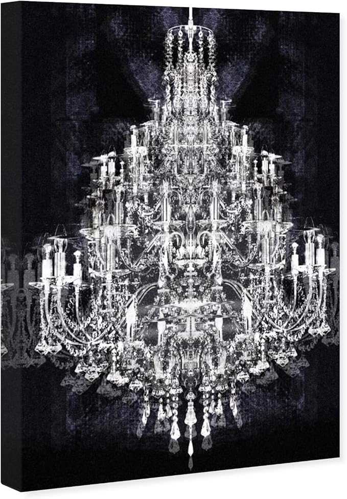The Oliver Gal Artist Co. Fashion and Glam Wall Art Canvas Prints 'Montecarlo Crystal' Home Décor, 24 in x 36 in, White, Black