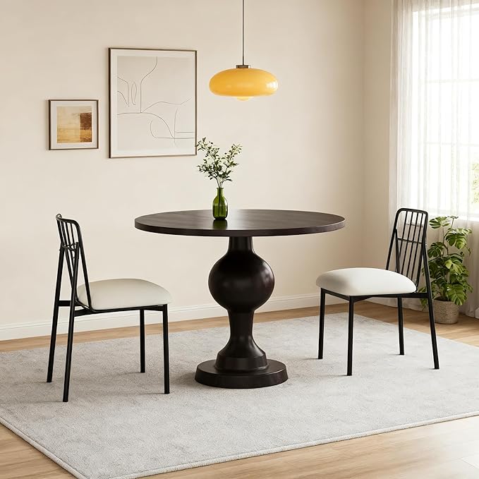 Merax 31" Round Dining Table for 2-4, Aluminum Circle Kitchen Dinner Table, Mid Century Modern Leisure Bistro Table for Kitchen Living Room Apartment Cafe Small Places