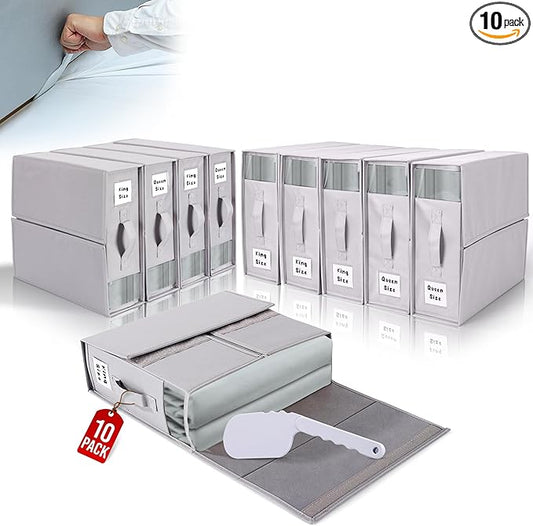 ALCOVA 10 Pack Bed Sheet Organizers and Storage with 1 Bed Sheet Tucker