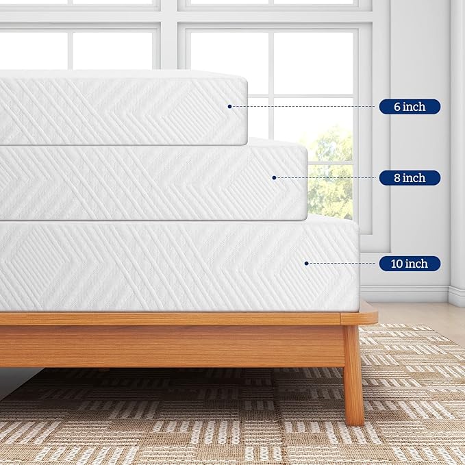 MLILY Full Mattress, 8 Inch Memory Foam Mattress Bed in a Box, Medium, Green Tea and Cooling Gel Infused CertiPUR-US Certified, Made in USA