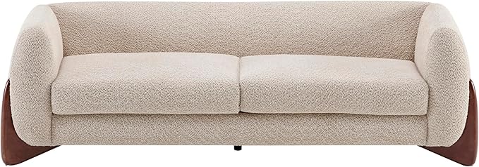 Christopher Knight Home Almad 2 Pieces Sofa Couch Set, Cozy 3-Seater Sofa and Loveseat for Living Room, Upholstered Couch Chair, Soft Seating Lounge Sofa with Wood Frame, Boucle Fabric, Almond