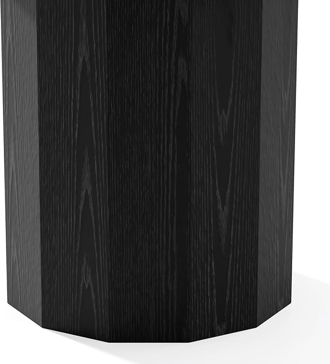 Casaphoria 60" Round Dining Table, Modern Wood Kitchen Table with Cylinder Polygonal Base for Living Room & Dining Room, Easy Assembly Farmhouse Furniture for 4-6, Black