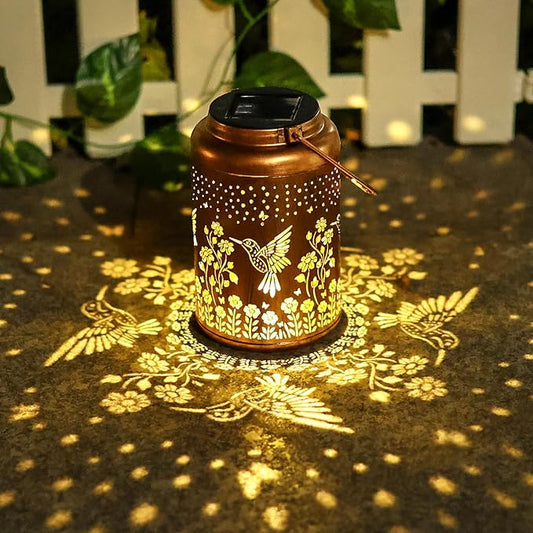 Hummingbird Solar Lanterns Outdoor Hanging Waterproof Hummingbird Light Garden Decor Metal Solar Lights Gifts for Women Men Outside Lantern Decoration for Yard,Porch,Patio,Backyard,Lawn