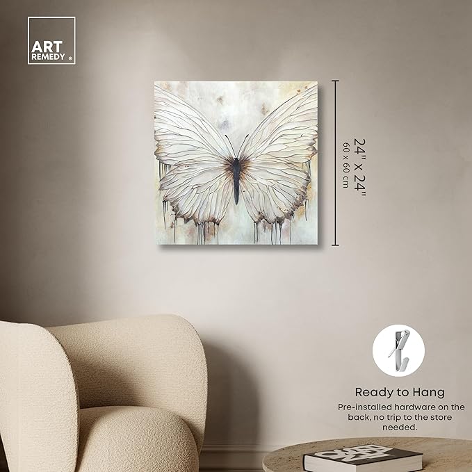 Art Remedy Neutral Beauty Chic Farmhouse Canvas Wall Art, Gallery Wrapped, 24"x24"