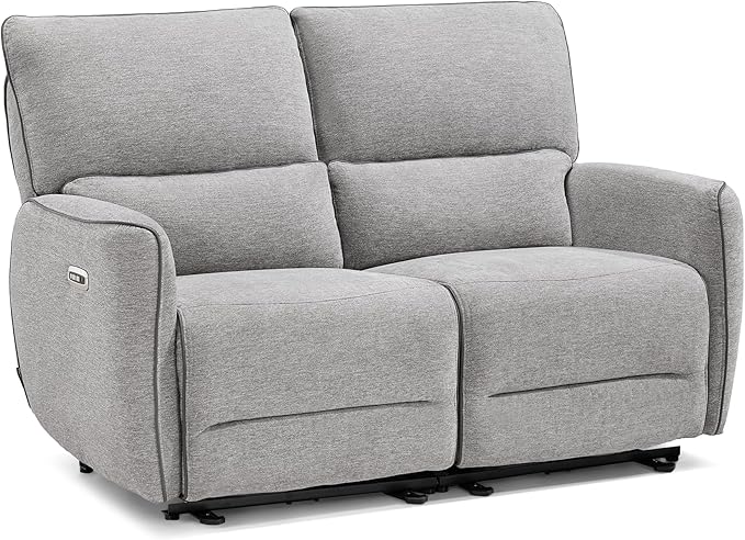 MCombo 60" Wall Hugger Power Loveseat Recliner Sofa with Adjustable Headrest, RV Reclining Loveseat with USB and Type C Charge Ports for Living Room 6924 (Light Grey, Loveseat)