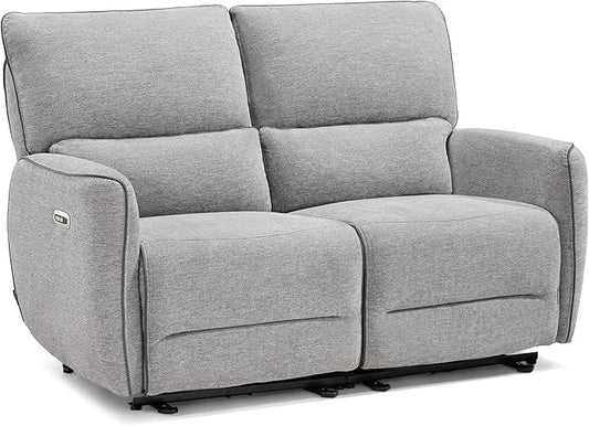 MCombo 60" Wall Hugger Power Loveseat Recliner Sofa with Adjustable Headrest, RV Reclining Loveseat with USB and Type C Charge Ports for Living Room 6924 (Light Grey, Loveseat)