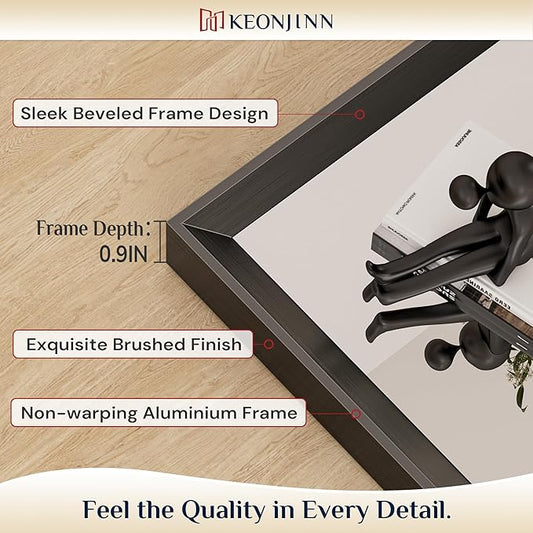 Keonjinn 24 x 36 Inch Black Bathroom Mirrors for Over Sink, Beveled Rectangle Framed Mirror for Wall, Black Bathroom Vanity Mirror, Square Corner, Tempered Glass, Farmhouse Style