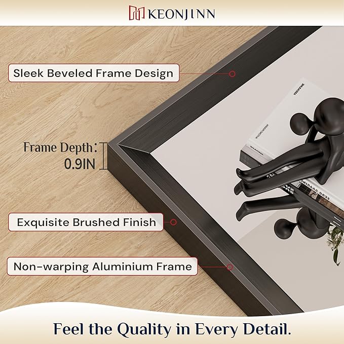 Keonjinn 42 x 36 Inch Black Bathroom Mirrors for Over Sink, Beveled Rectangle Framed Mirrors for Wall, Black Bathroom Vanity Mirror, Tempered Glass, Farmhouse Style, Hangs Horizontally or Vertically