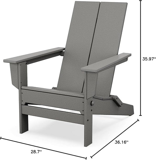 POLYWOOD Contemporary Modern Folding Adirondack Chair in Slate Grey