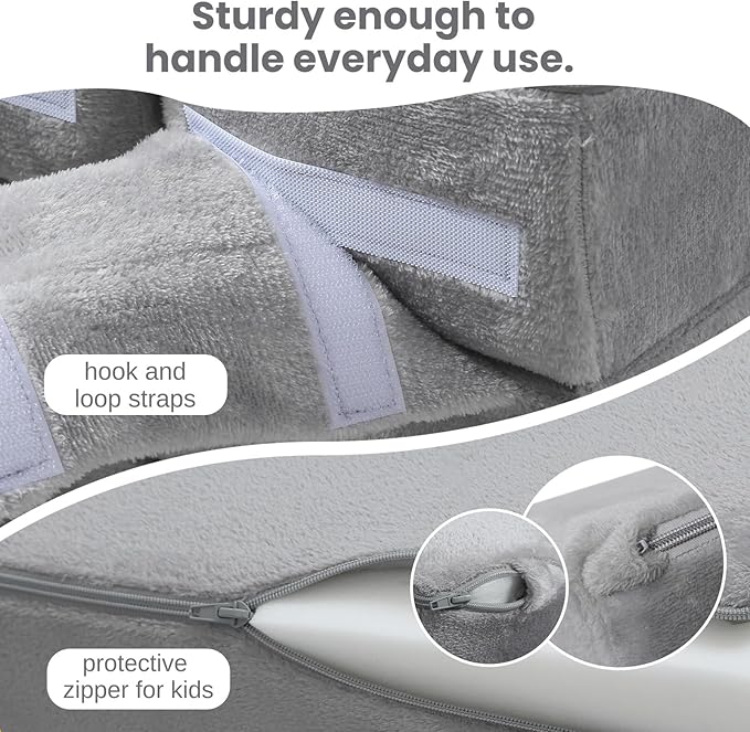 MeMoreCool Foldable Futon Chair Bed for Kids, Grey Tri-fold Convertible Toddler Sofa Mattress, Foam Floor Couch for Sitting