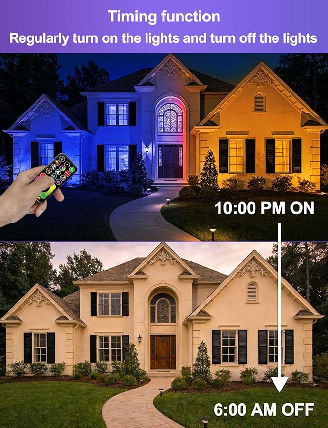 HEKEE RGB Led Flood Light 50W, Outdoor Color Changing DIY Customized Strobe Mode, Stage Landscape Lighting,Floodlights 12 Colors & 4 Modes, Remote Control Included, Timing IP66 Waterproof (2 Pack)