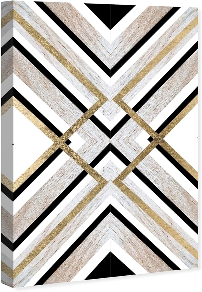 Abstract Wall Art Canvas Prints 'Earthy Lux' Geometric, 36x54, Brown, Gold