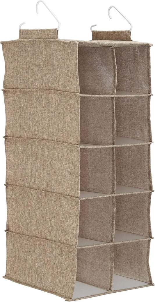 Household Essentials 10 Pocket Hanging Shoe Closet Organizer with Hooks