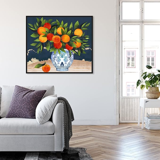 The Oliver Gal Artist Co. Food and Cuisine Wall Art Framed Canvas Prints 'Fruits and Porcelain' Fruits