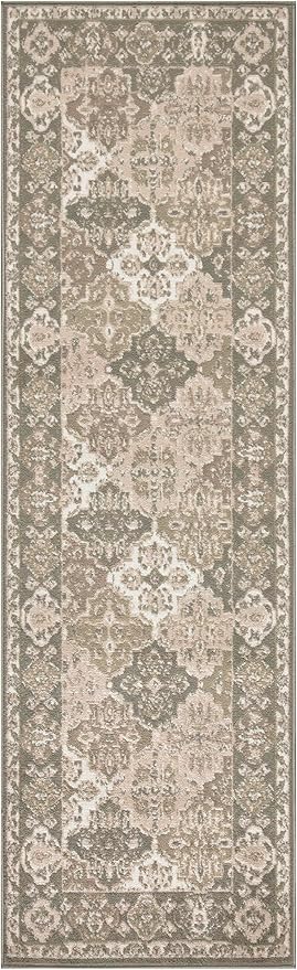 Nourison Home Grafix Green 2'3" x 7'6" Area Rug - Easy Clean, Non Shedding, Bed Room, Living Room, Dining Room, Kitchen (8' Runner)