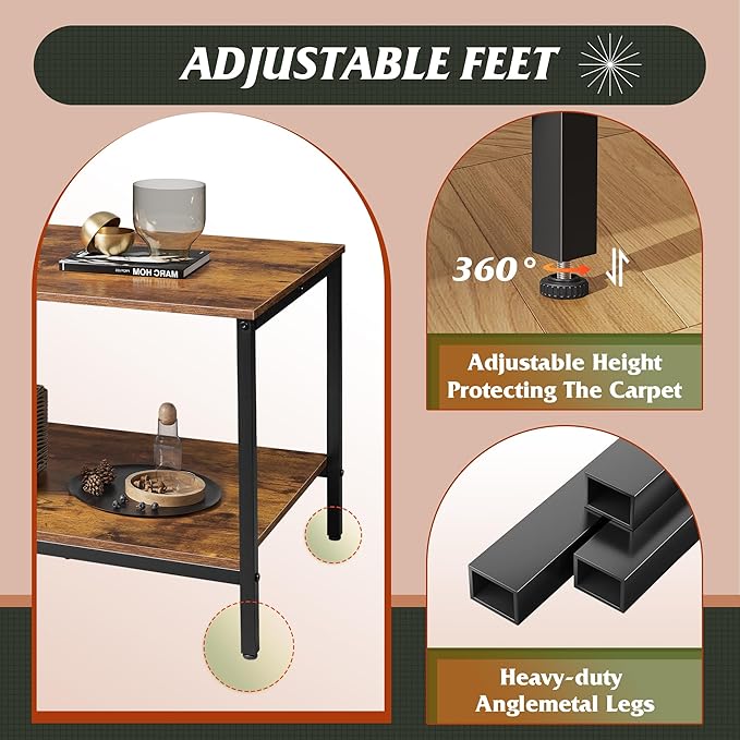 WLIVE Small Coffee Table for Living Room, 31.3" Modern Industrial Coffee Table with Storage Shelf & Metal Frame, 2-Tier Wood Center Table for Small Spaces Apartment, Home, Charcoal Black