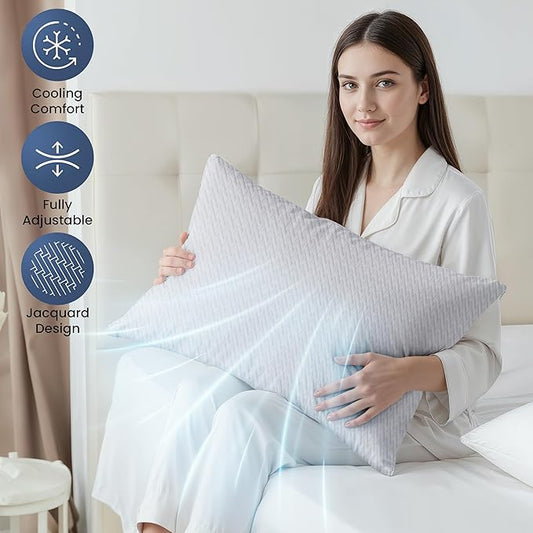 Utopia Bedding Shredded Memory Foam Pillows (King), Cooling Adjustable Bed Pillows for Sleeping with Washable Pillow Case, Back, Stomach and Side Sleeper Pillow, Plush and Supportive (1 Pack)
