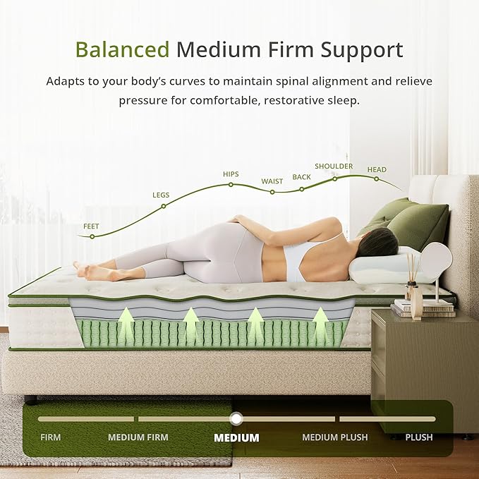 EGOHOME 14 Inch Hybrid King Mattress in a Box, Medium Firm King Size Mattress, Memory Foam & Individual Pocket Innerspring for Pressure Relief & Motion Isolation, CertiPUR-US Certified, 76"x80"x14"